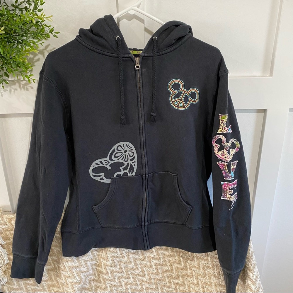 Disney Mickey Mouse Peace Zip Up Hoodie (Disney Parks is junior sizing)